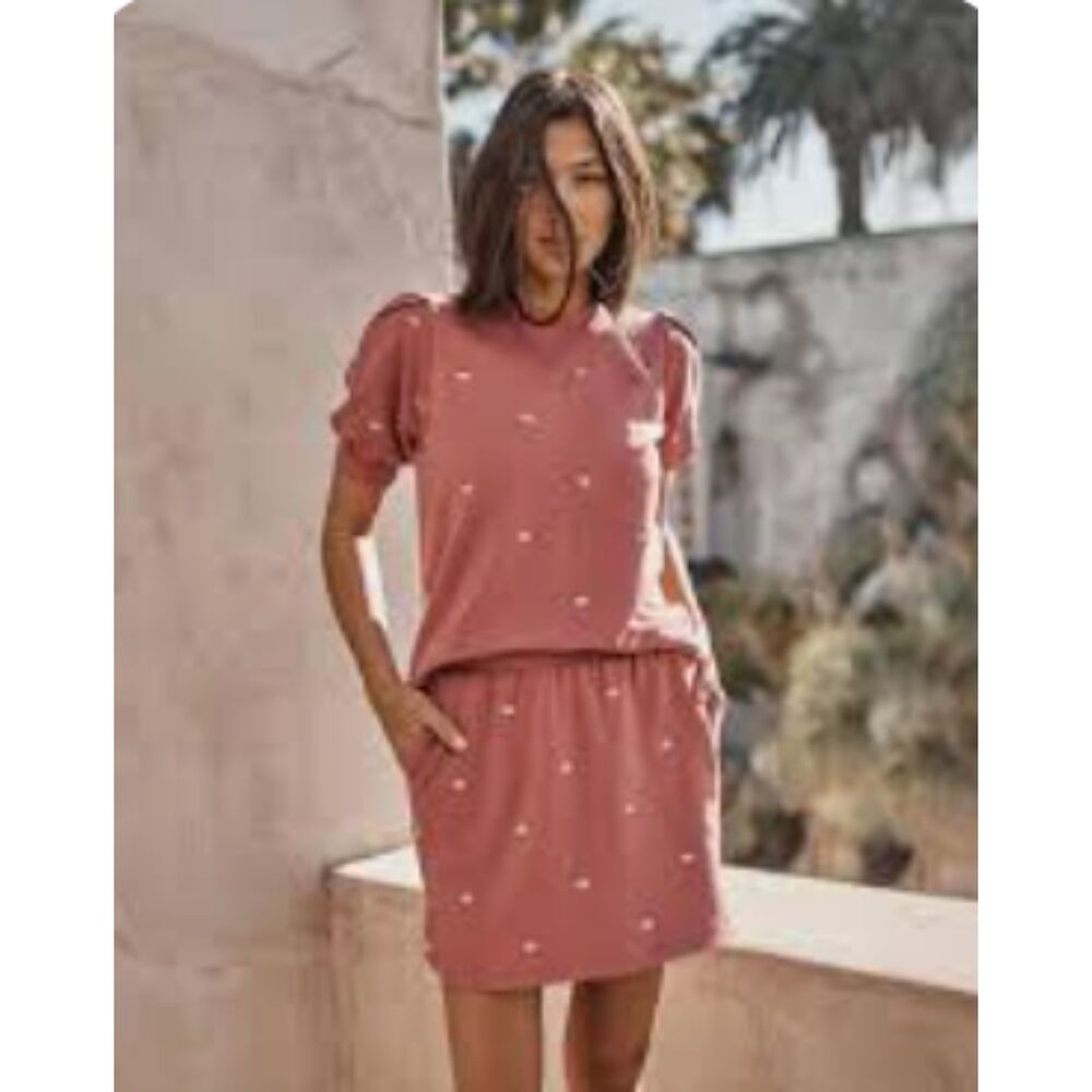 Summersalt The Softest French Terry Short Sleeve Top & Skirt Set, Size L